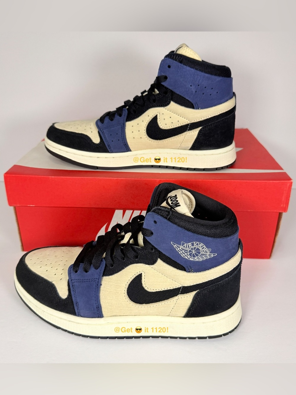 Air Jordan 1 High Zoom CMFT 2 ‘Muslin Blackened Blue’ Women's Shoes DV1305-104 - Picture 11 of 15
